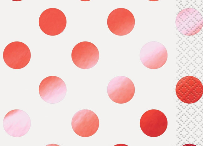 Red Polka Dot Paper Beverage Napkins (16ct) - SKU:51641 - UPC:011179516414 - Party Expo