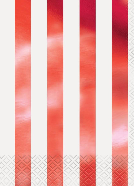 Red Striped Lunch Napkins (16ct) - SKU:51642 - UPC:011179516421 - Party Expo