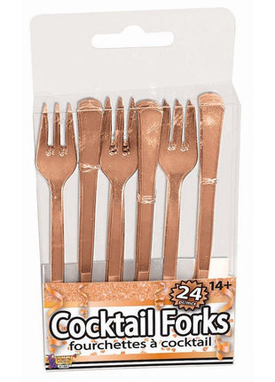 Rose Gold Cocktail Forks - SKU:81887 - UPC:721773818875 - Party Expo