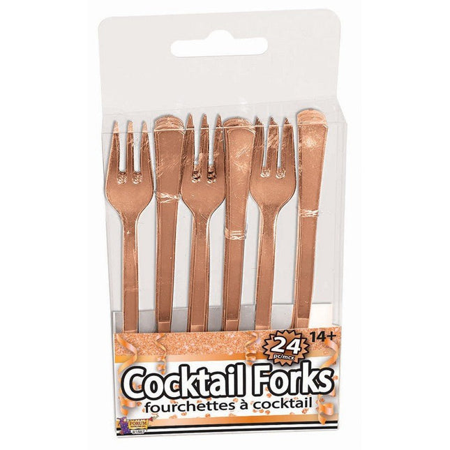 Rose Gold Cocktail Forks - SKU:81887 - UPC:721773818875 - Party Expo