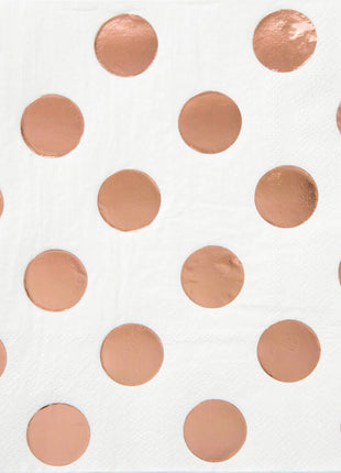 Rose Gold Polka Dot Paper Beverage Napkins (16ct) - SKU:53471 - UPC:011179534715 - Party Expo