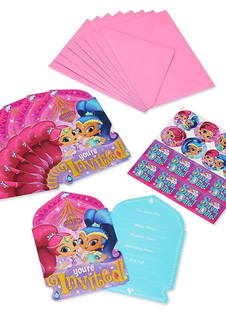 Shimmer and Shine Birthday Party Invitations (8ct) - SKU:491653 - UPC:013051660130 - Party Expo