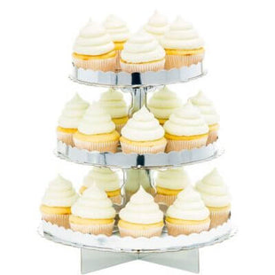 Silver Cupcake Stand with Border - SKU:140075.18 - UPC:888704000164 - Party Expo
