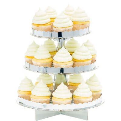 Silver Cupcake Stand with Border - SKU:140075.18 - UPC:888704000164 - Party Expo