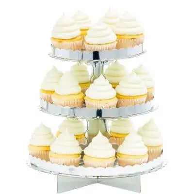 Silver Cupcake Stand with Border - Party Expo