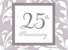 Silver Elegant Scroll 25th Anniversary Beverage Napkins (16ct) - SKU:5038501 - UPC:013051353216 - Party Expo