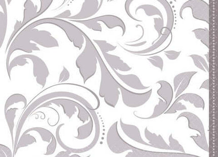 Silver Elegant Scroll Lunch Napkins (16ct) - SKU:513850 - UPC:013051353186 - Party Expo