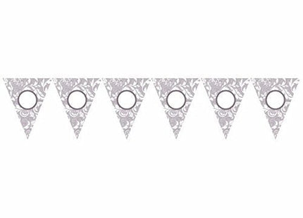Silver Elegant Scroll Personalized Pennant Banner Kit - SKU:129250 - UPC:013051344528 - Party Expo
