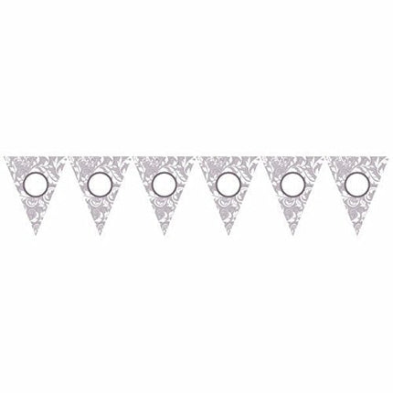 Silver Elegant Scroll Personalized Pennant Banner Kit - SKU:129250 - UPC:013051344528 - Party Expo