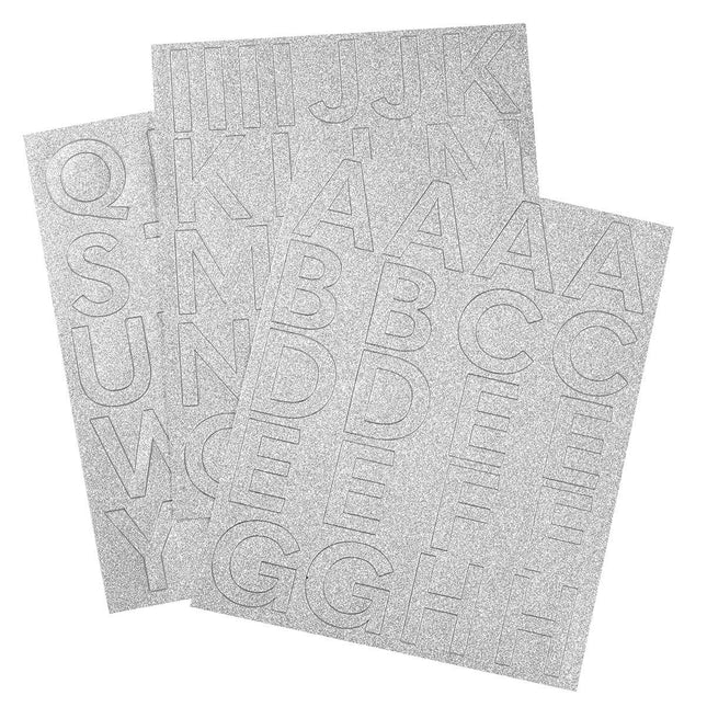 Silver Letter Sticker Pack (62ct) - SKU:98885 - UPC:749567988856 - Party Expo