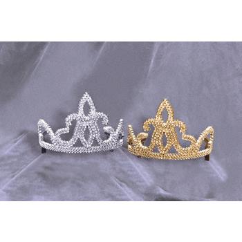 Silver Plastic Tiara with Combs - SKU:25081 - UPC:721773250811 - Party Expo