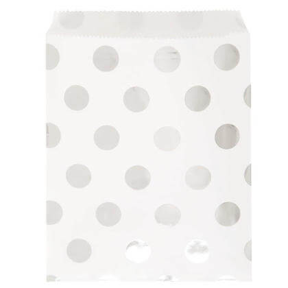 Silver Polka Dot Paper Cookie Bags - SKU:62880 - UPC:011179628803 - Party Expo