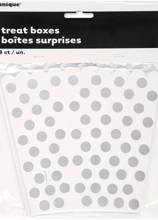 Silver Polka Dot Treat Favor Boxes - SKU:59296 - UPC:011179592968 - Party Expo