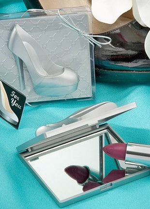 Silver Shoe Design Mirror Compacts - SKU:5957 - UPC:638054059578 - Party Expo