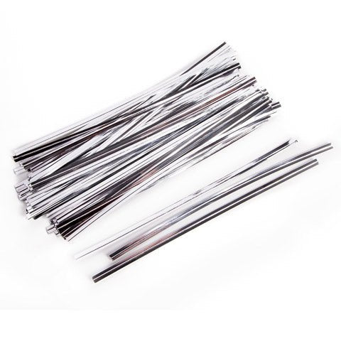 Silver Twist Ties - SKU:1638-33 - UPC:652695135460 - Party Expo