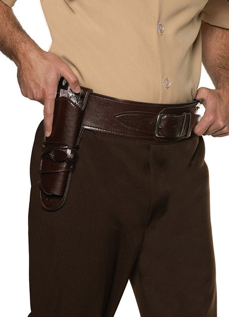 Single Cowboy Holster - Brown (1ct) - SKU:31059OS - UPC: - Party Expo