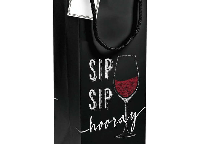 "Sip Sip Hooray" Wine Gift Bag - SKU:325095 - UPC:039938423667 - Party Expo