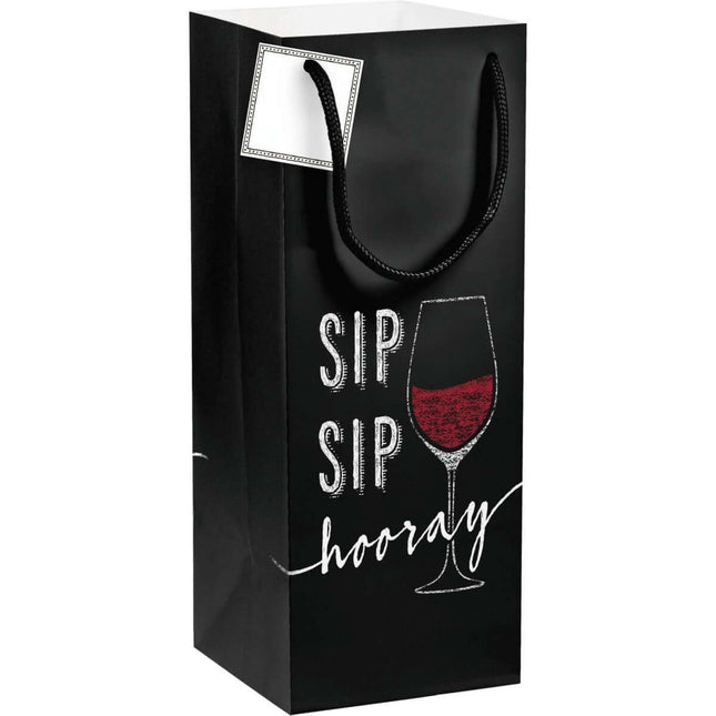 "Sip Sip Hooray" Wine Gift Bag - SKU:325095 - UPC:039938423667 - Party Expo