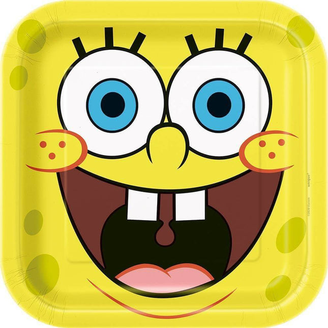 SpongeBob - 9" Square Dinner Plates (8ct) - SKU:77685 - UPC:011179776856 - Party Expo