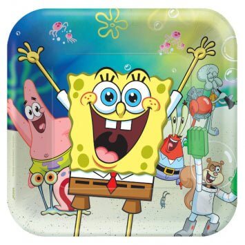 SpongeBob - 9" Square Plates (8ct) - SKU: - UPC:192937178003 - Party Expo