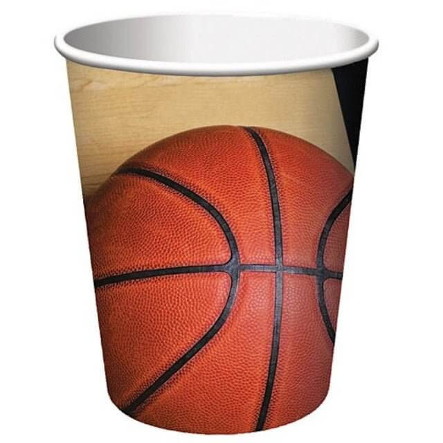 Sports Fanatic Basketball - 9oz Hot & Cold Cups - SKU:377964 - UPC:039938123901 - Party Expo