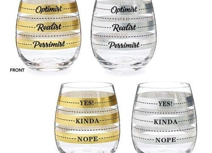 Stemless Gold & Silver Wine Glass (1ct) - SKU:9731562 - UPC:098111203465 - Party Expo