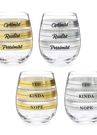 Stemless Gold & Silver Wine Glass (1ct) - SKU:9731562 - UPC:098111203465 - Party Expo