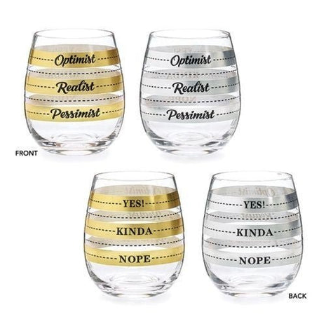 Stemless Gold & Silver Wine Glass (1ct) - SKU:9731562 - UPC:098111203465 - Party Expo