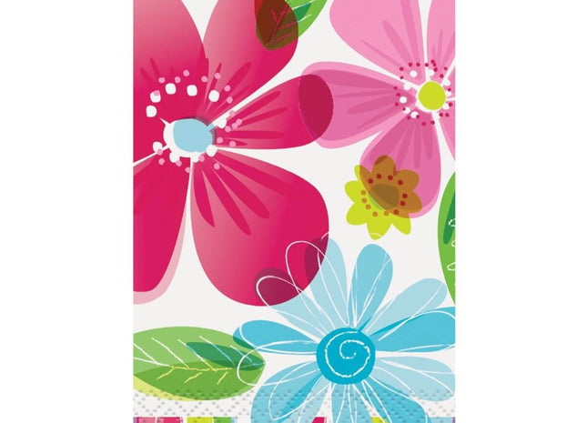 Striped Spring Flower Guest Napkins - SKU:51460 - UPC:011179514601 - Party Expo