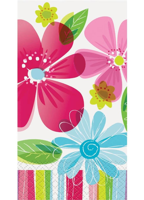 Striped Spring Flower Guest Napkins - SKU:51460 - UPC:011179514601 - Party Expo