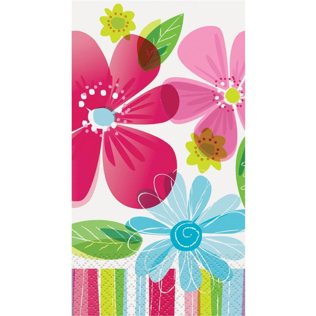 Striped Spring Flower Guest Napkins - SKU:51460 - UPC:011179514601 - Party Expo