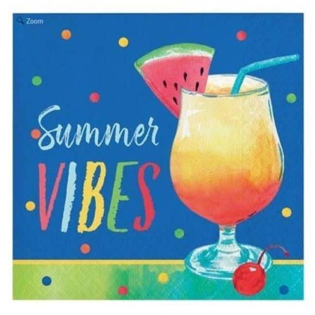 Summer Cocktails Vibes Beverage Napkins (16ct) - SKU:356078 - UPC:039938864538 - Party Expo