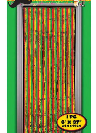 Tinsel Door Curtain Red,Yellow, Green - SKU:85092 - UPC:721773850929 - Party Expo