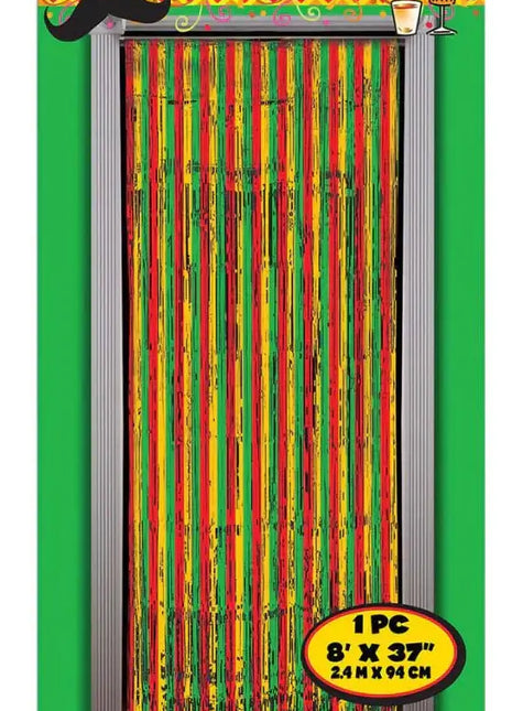 Tinsel Door Curtain Red,Yellow, Green - SKU:85092 - UPC:721773850929 - Party Expo