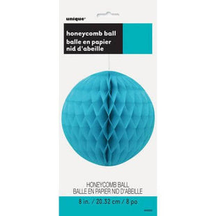 Tissue Paper Honeycomb Ball Teal 8" - 1ct - SKU:63223 - UPC:011179632237 - Party Expo