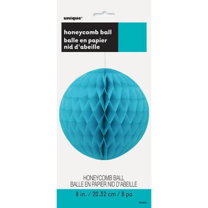 Tissue Paper Honeycomb Ball Teal 8" - 1ct - SKU:63223 - UPC:011179632237 - Party Expo