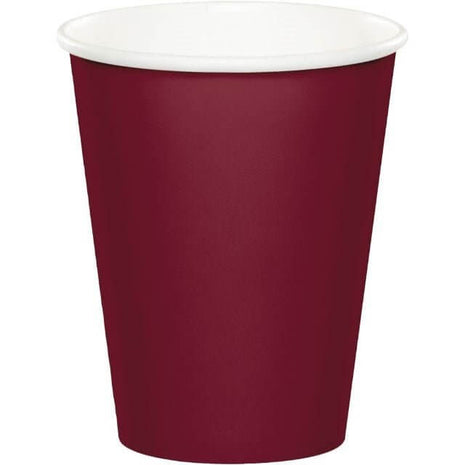 Touch of Color - 9oz Burgundy Paper Cups (8ct) - SKU:563122B - UPC:073525807102 - Party Expo