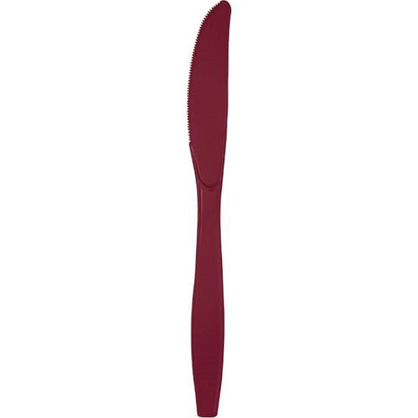 Touch of Color - Burgundy Plastic Knives - SKU:019922 - UPC:073525809656 - Party Expo