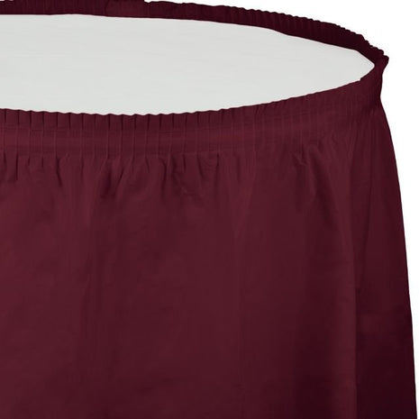 Touch of Color - Burgundy Plastic Table Skirt - SKU:743122 - UPC:073525813585 - Party Expo