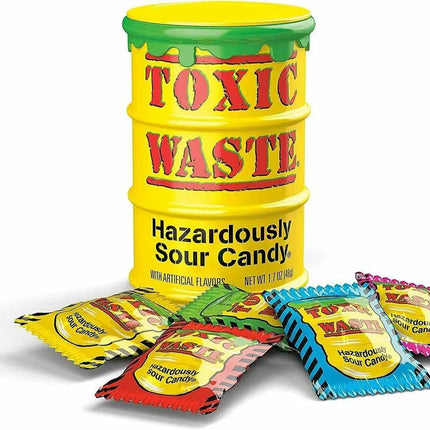 Toxic Waste Hazardously Sour Candy in Original Yellow Drum - Party Expo