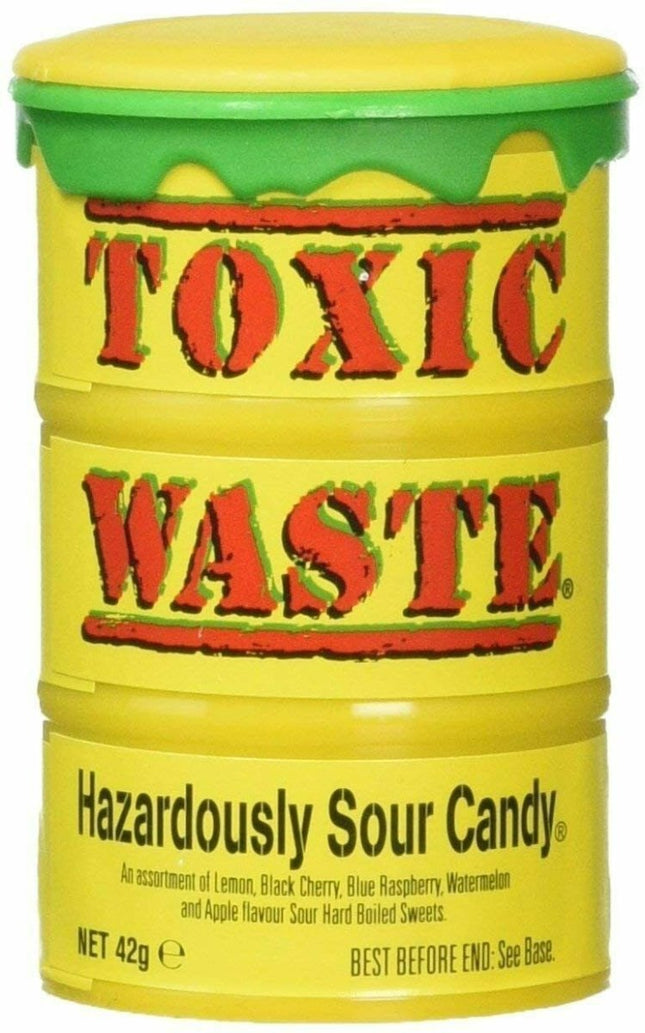 Toxic Waste Hazardously Sour Candy in Original Yellow Drum - SKU:CD87410 - UPC:898940001320 - Party Expo