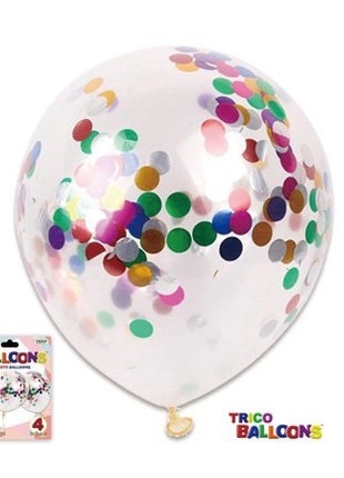 Trico Confetti Latex Balloon Mixed ( 4 count ) - SKU:BP2085 - UPC:810057951749 - Party Expo