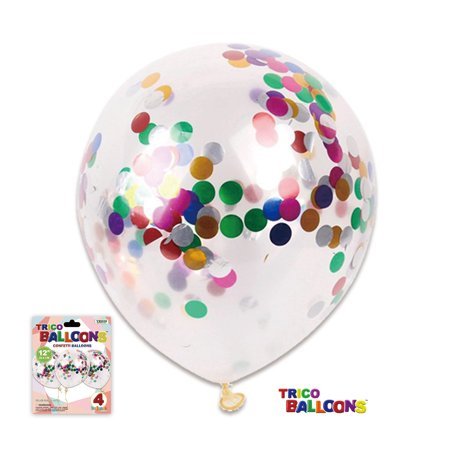 Trico Confetti Latex Balloon Mixed ( 4 count ) - SKU:BP2085 - UPC:810057951749 - Party Expo