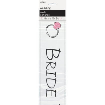 White "Bride to Be" Sash - SKU:61892 - UPC:011179618927 - Party Expo