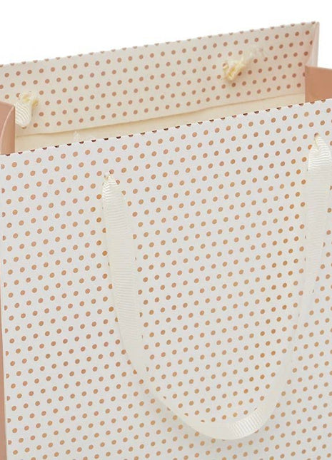 White & Rose Gold Metallic Dots Euro Tote Giftbag - SKU: - UPC:244766401934 - Party Expo