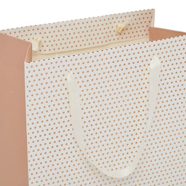 White & Rose Gold Metallic Dots Euro Tote Giftbag - SKU: - UPC:244766401934 - Party Expo