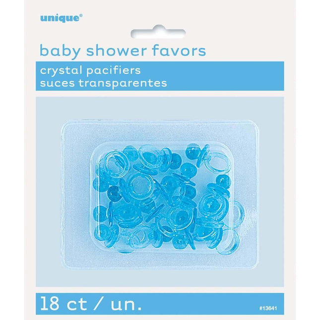 Baby Shower - 1" Mini Plastic Blue Crystal Pacifier - SKU:13641 - UPC:011179136414 - Party Expo
