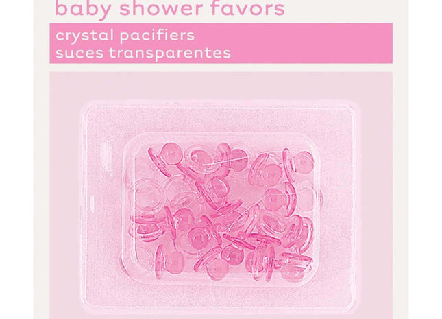Baby Shower - 1" Mini Plastic Pink Crystal Pacifier - SKU:13640 - UPC:011179136407 - Party Expo