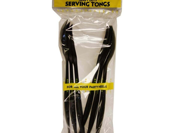 10" Heavy Duty Black Serving Tongs - SKU:N303776 - UPC:098382199467 - Party Expo