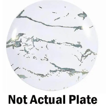 10.25" White & Silver Marble Plates (40ct) Party Expo  